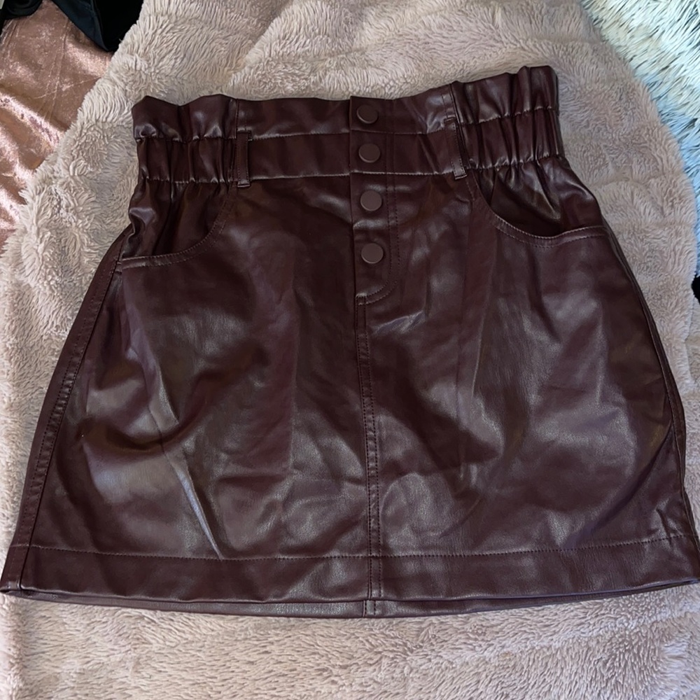 Plum colored leather skirt